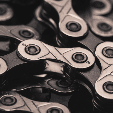 Close up van een fietsketting