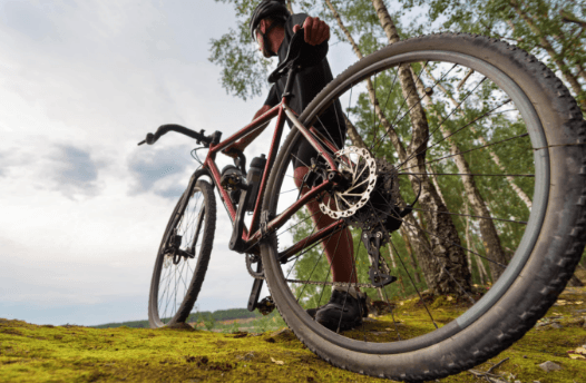 Close up van een gravelfiets